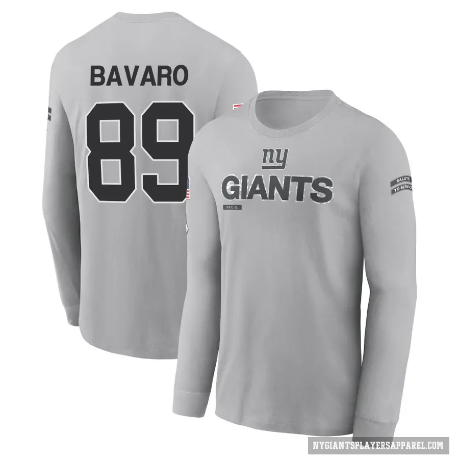 Youth ＃89 Mark Bavaro New York Giants Gray 2024 Salute to Service Long Sleeve T-Shirt
