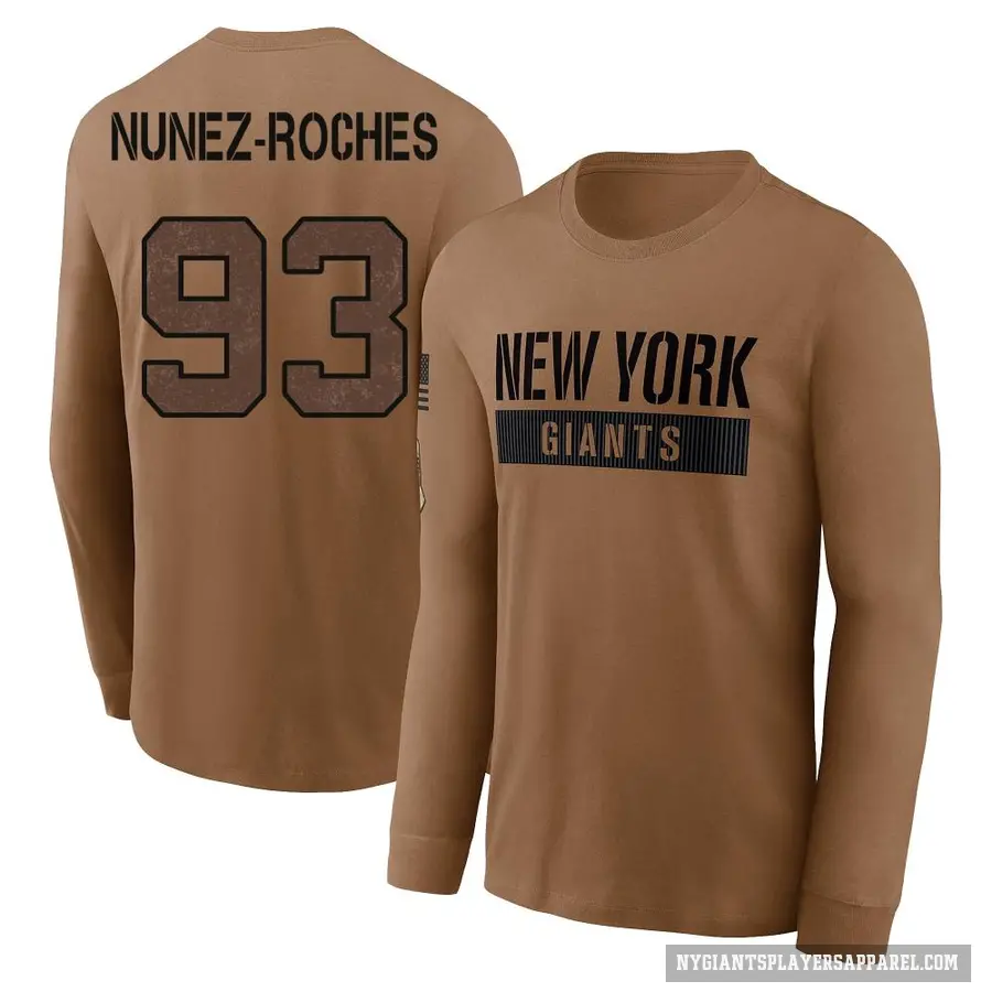 Youth ＃93 Rakeem Nunez-Roches New York Giants Brown 2023 Salute To Service Long Sleeve T-Shirt