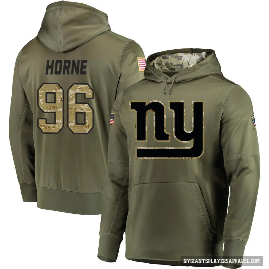 Youth ＃96 Timmy Horne New York Giants Olive Salute to Service Pullover Hoodie