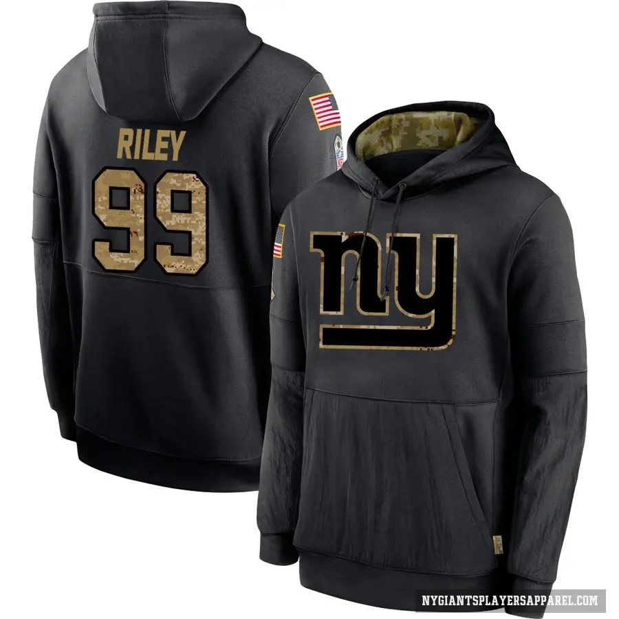 Youth ＃99 Jordon Riley New York Giants Black 2020 Salute to Service Sideline Performance Pullover Hoodie