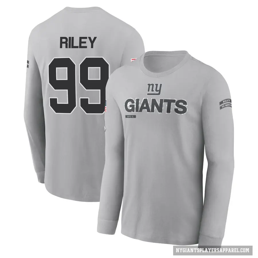 Youth ＃99 Jordon Riley New York Giants Gray 2024 Salute to Service Long Sleeve T-Shirt
